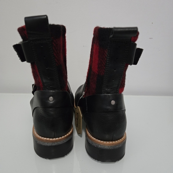 WOOLRICH-New With Tags! Red And Black Plaid Waterproof Wool Ankle Boots. Size 8 - Picture 4 of 11